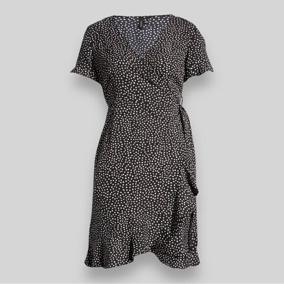 VERO MODA Black Polka Dot Henna Frill Wrap Dress, Size Small - Picture 16 of 16